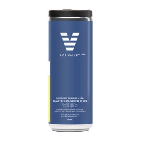 ACE VALLEY BLUEBERRY ACAI CBD & CBG
(BLUEBERRY AÇAÍ CBD & CBG SPARKLING WATER)